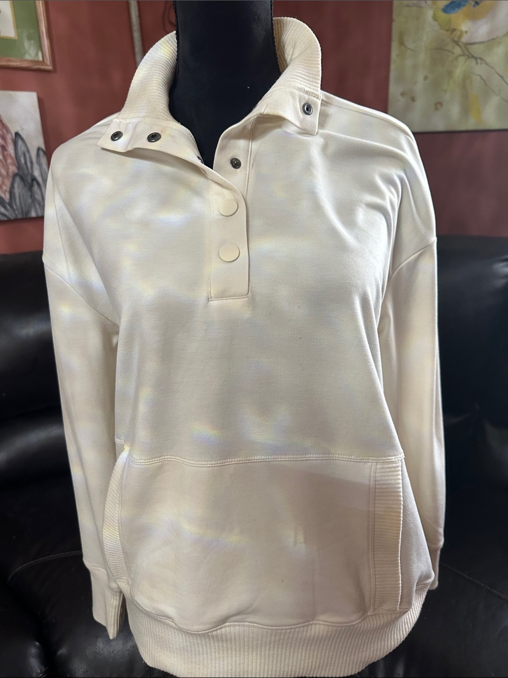 MT Cream Snap-Button Pullover Hoodie